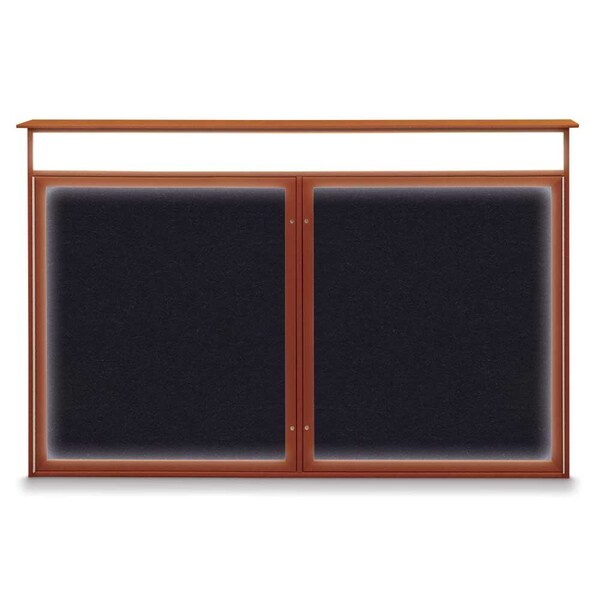 96"x48" 2-Door Enclosed Outdoor Letterboard, Grey Felt/Black